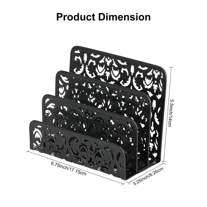 EasyPAG Mail Organizer Countertop 2pc Desk Mail Sorter for Envelope 3-Slot Vertical Letter Holder for Office, Home, School, Black - Image 5